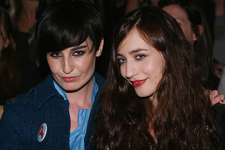Erin O'Connor and Elizabeth Jagger wait for the show to start Photograph 