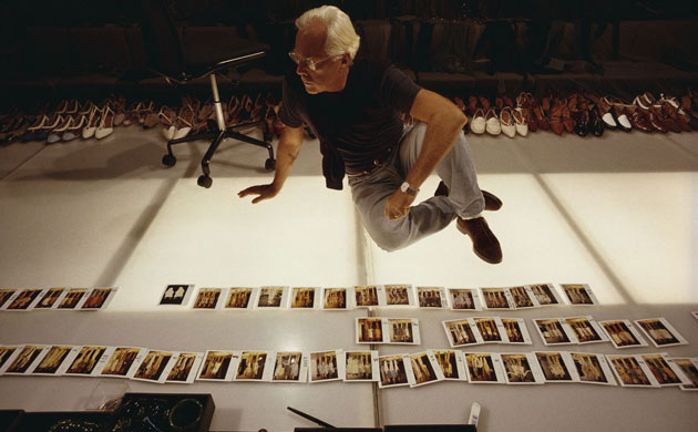 Giorgio Armani backstage at Milan fashion week September 1991