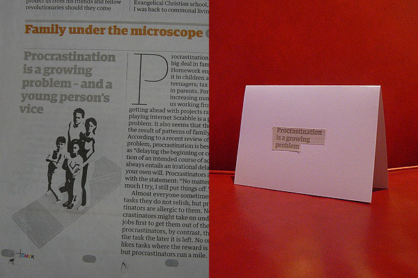 'Procrastination is a growing problem' Valentine's Day card