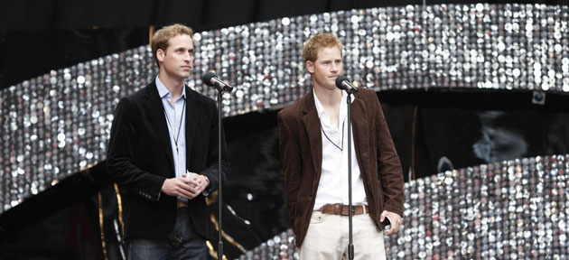 Prince William and Prince Harry on stage