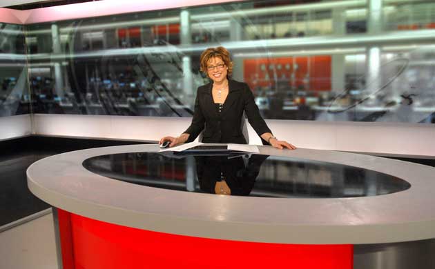 Kate Silverton in the updated BBC News studio which is part of a 550000 