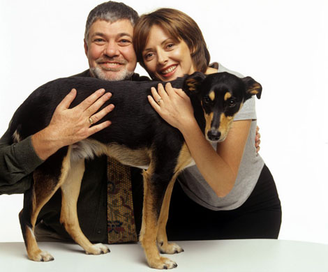 MAtthew Kelly and Caolr Vorderman on the TV show Give a Pet a Home
