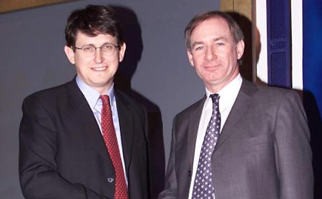 Alan Rusbridger and Geoff Hoon in 2001
