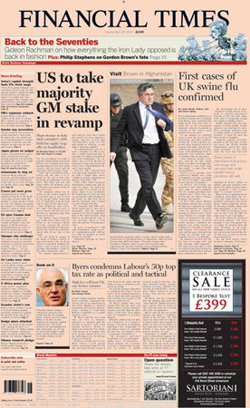 Swine flu front page