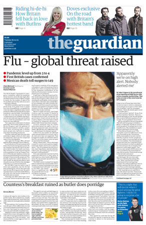 Swine flu front page
