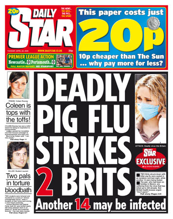 Swine flu front page