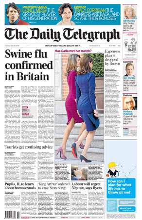 Swine flu front page