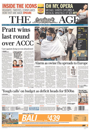 Swine flu front page