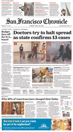 Swine flu front page