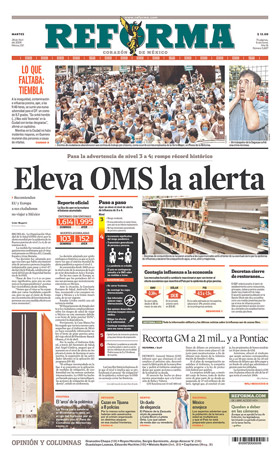 Swine flu front page