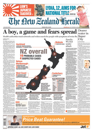 Swine flu front page