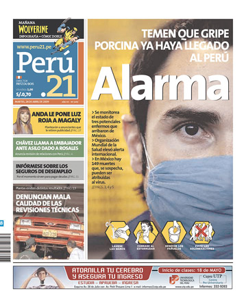 Swine flu front page