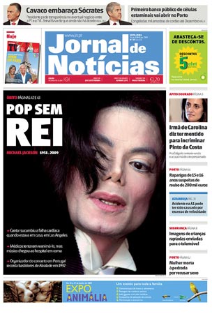 Michael Jackson death: Jornal de Noticias