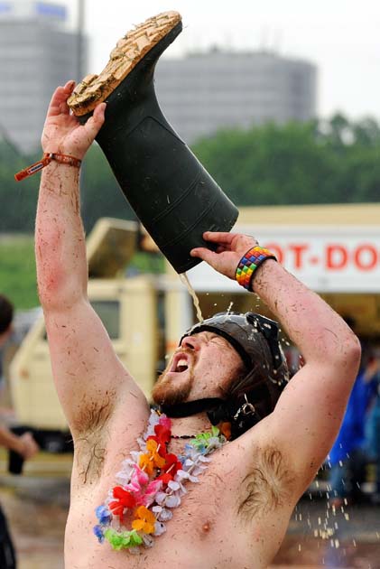 A fan at the Rock in the Park festival