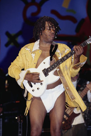 The bass guitarist for the George Clinton band performs in New York 