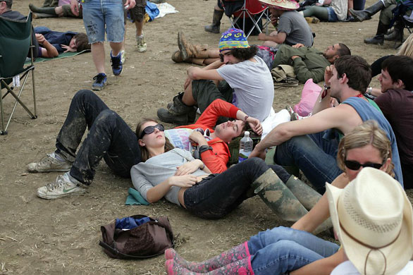 relaxing at Glastonbury 2008