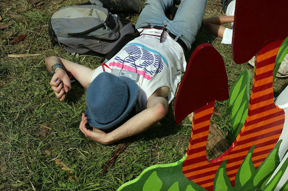 relaxing at Glastonbury 2008