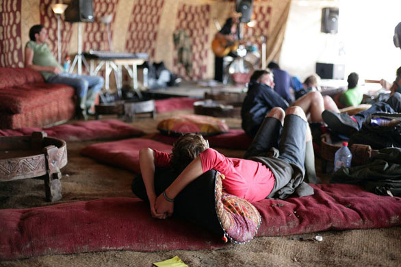 relaxing at Glastonbury 2008