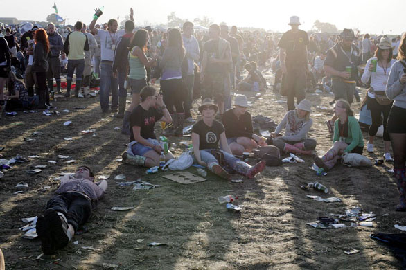 relaxing at Glastonbury 2008