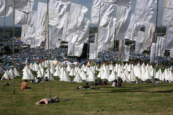 relaxing at Glastonbury 2008