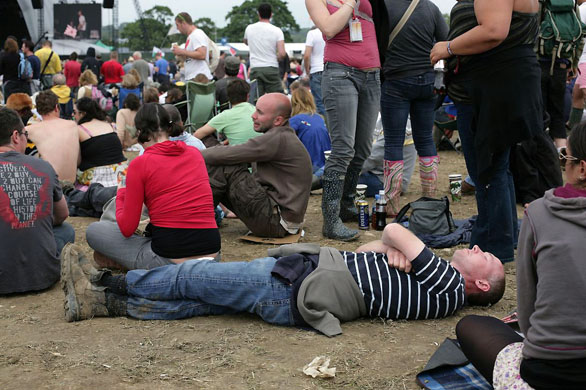 relaxing at Glastonbury 2008