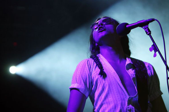 San Diego, US: Aaron Behrens of Ghostland Observatory performs during day two of San Diego Street Scene