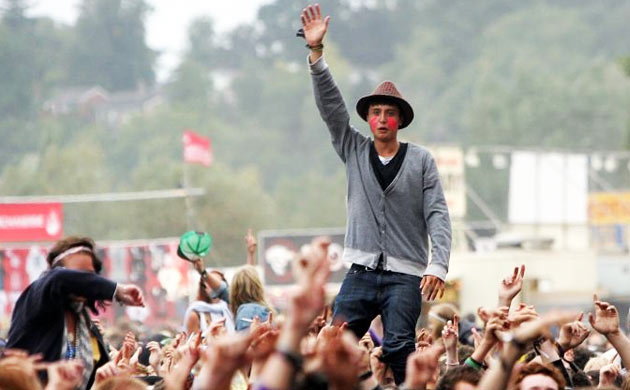 A fan stands in the air