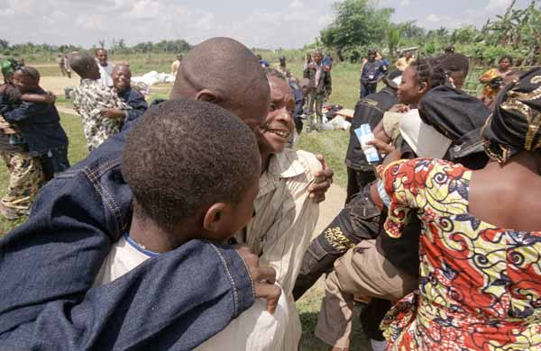 Former child soldiers are greeted by their parents