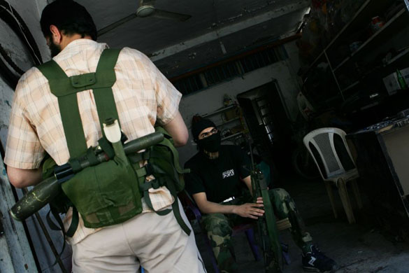 Islamist fighters from the Palestinian jihadi group Jund al-Sham