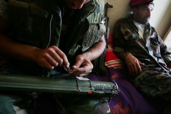 Fighters from the Marxist group the Popular Front for the Liberation of Palestine