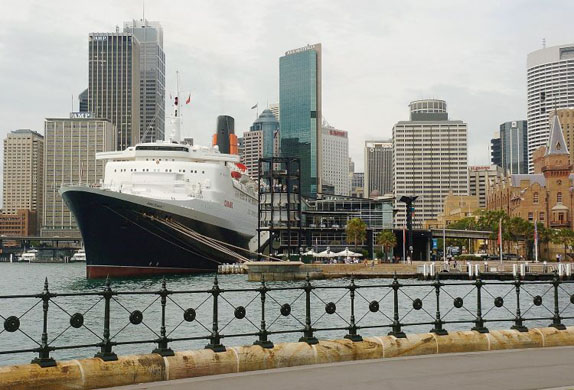 The liner is moored in Sydney, Australia