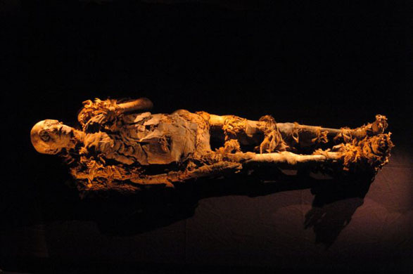 A female mummy which is believed to be Egypt's celebrated Pharoanic Queen Hatshepsut