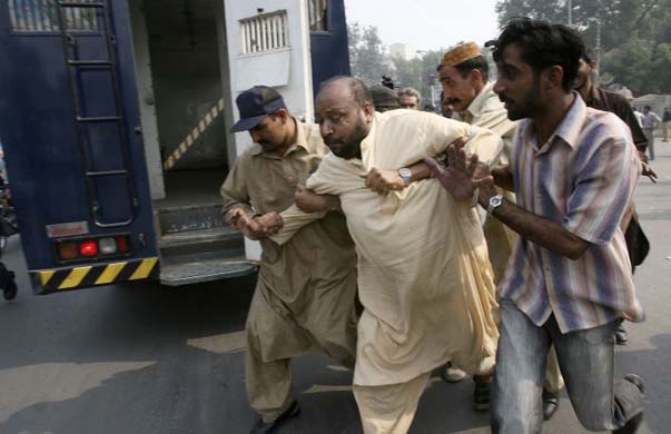 A protestor is arrested