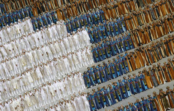Dancers perform during the opening ceremony of the 11th Pan-Arab Games