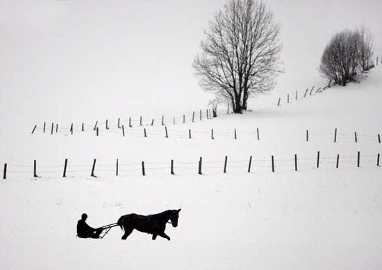 A ride through the snowy countryside