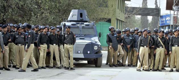 Riot police on alert