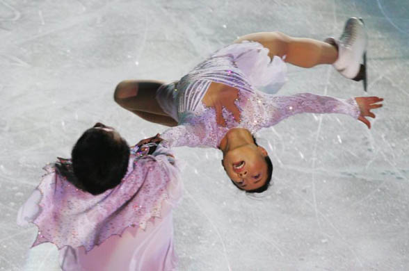 Xue Shen and Hongbo Zhao of China perform during the exhibition gala at the Cup of China Figure Skating competition