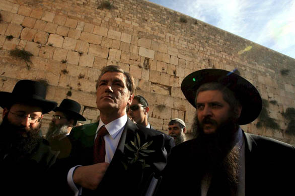 Ukraine's president Victor Yushchenko during a visit to the Western Wall