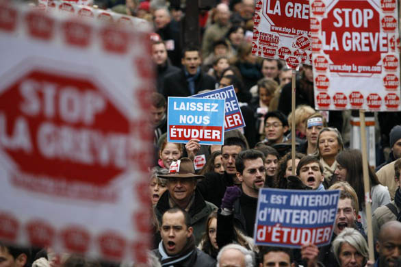Members of a group called 'Liberte Cherie' the nationwide transport strikes