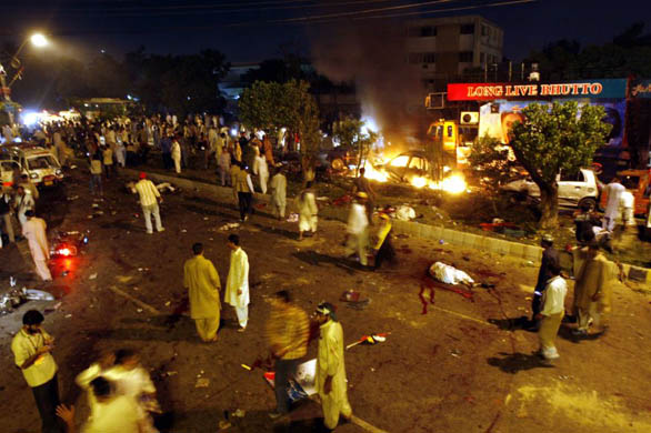 The scene of devastation caused by the explosion