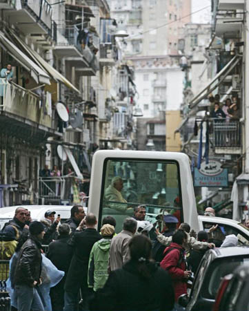 Pope Benedict XVI during a pastoral visit