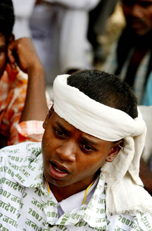 Shikari, an landless farmer, takes a rest