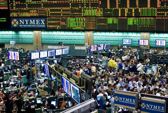 The floor of the Mercantile Exchange is filled with oil and natural gas traders