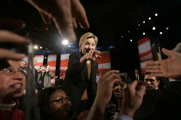 Hillary Clinton greets supporters