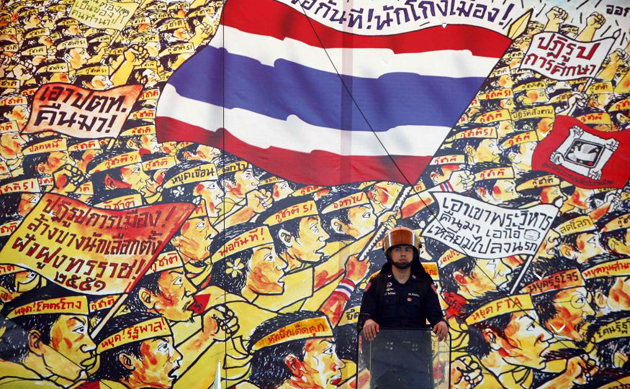 A riot policeman in Bangkok