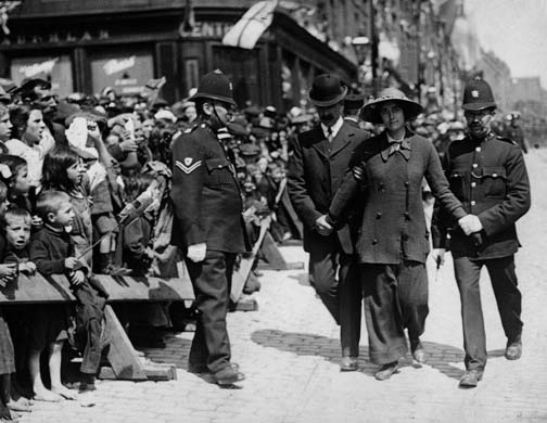A suffragette under arrest in Dundee