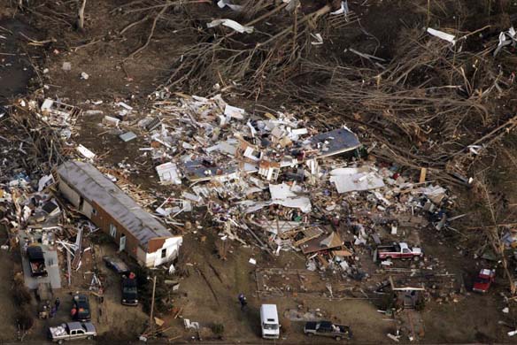 The remains of two mobile homes