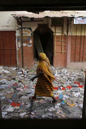 A destroyed market in Chad
