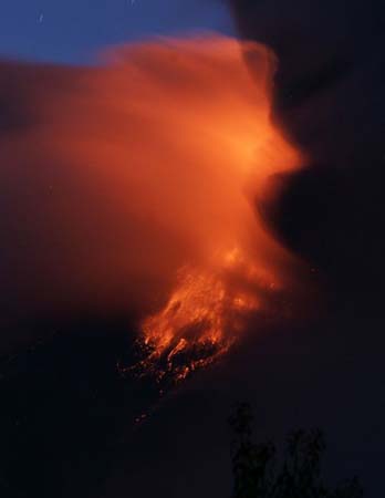The Tungurahua volcano erupts