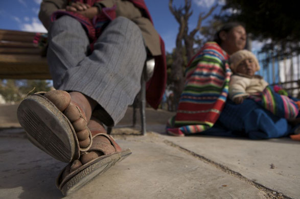 Supporters of president Evo Morales march to la paz